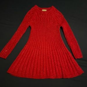 Red sparkly sweater dress kids size small (age 4)